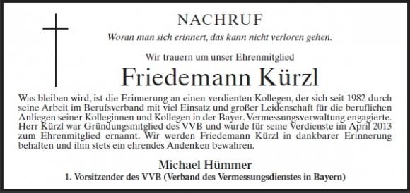 Nachruf auf Friedemann KÃ¼rzel